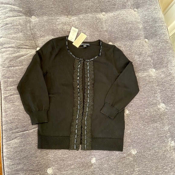 NWT Banana Republic black minimalist cozy classic embellished cardigan/sweater - Picture 9 of 12